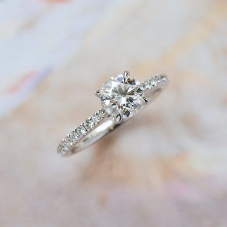 Round 4-Prong Engagement Ring With Cathedral-top