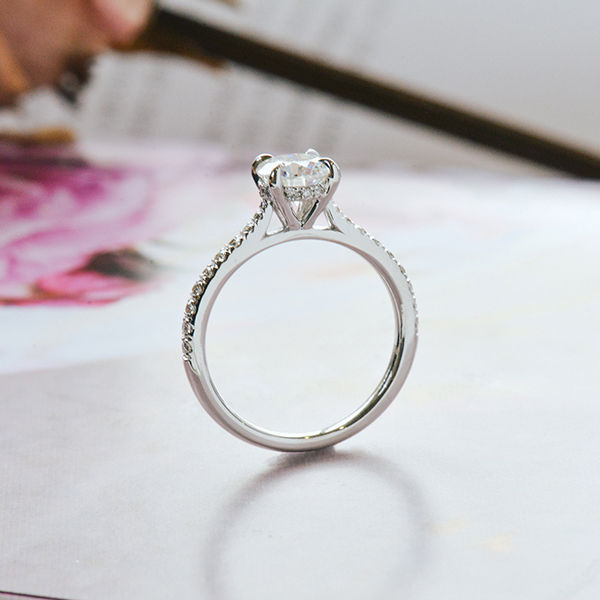 Round 4-Prong Engagement Ring With Cathedral-profile