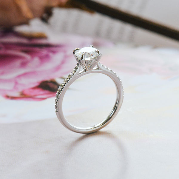 Round 4-Prong Engagement Ring With Cathedral-side