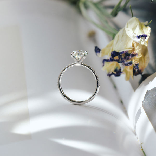 Classic Round Engagement Ring With Pavé-profile