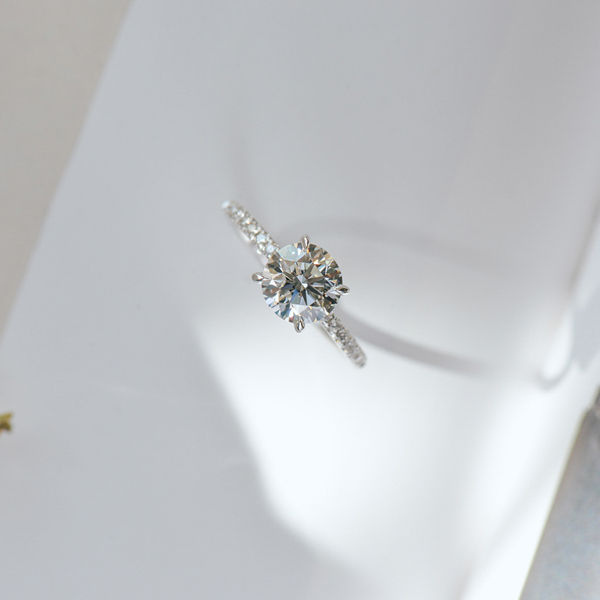 Classic Round Engagement Ring With Pavé-top