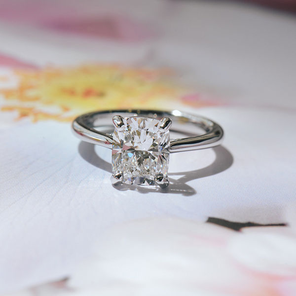 Cushion Solitaire Engagement Ring With Tapered Band-top