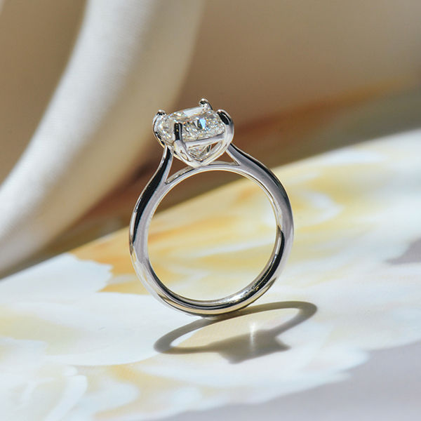 Cushion Solitaire Engagement Ring With Tapered Band-profile