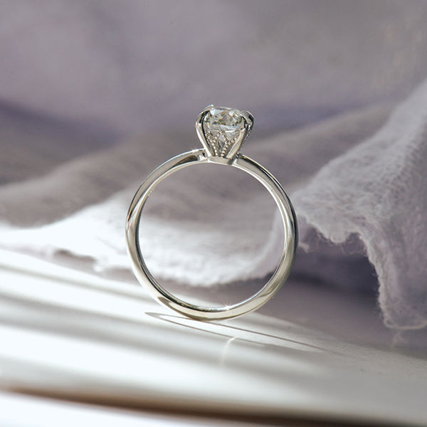 Cushion Solitaire Engagement Ring With Milgrain-profile