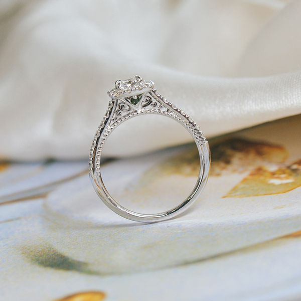 Cushion Halo Engagement Ring With Peekaboo Gemstones-profile