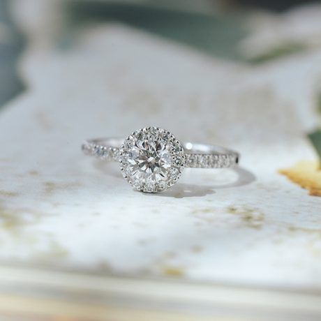 Round Halo Engagement Ring With Pavé-top