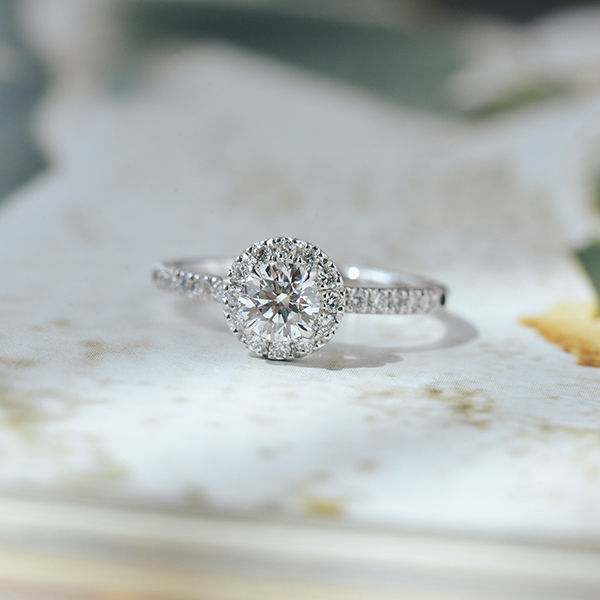 Round Halo Engagement Ring With Pavé-top