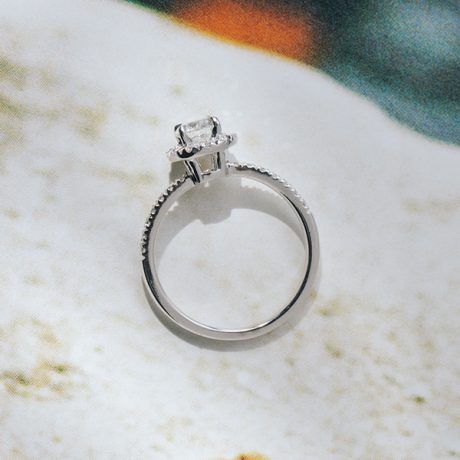 Round Halo Engagement Ring With Pavé-profile