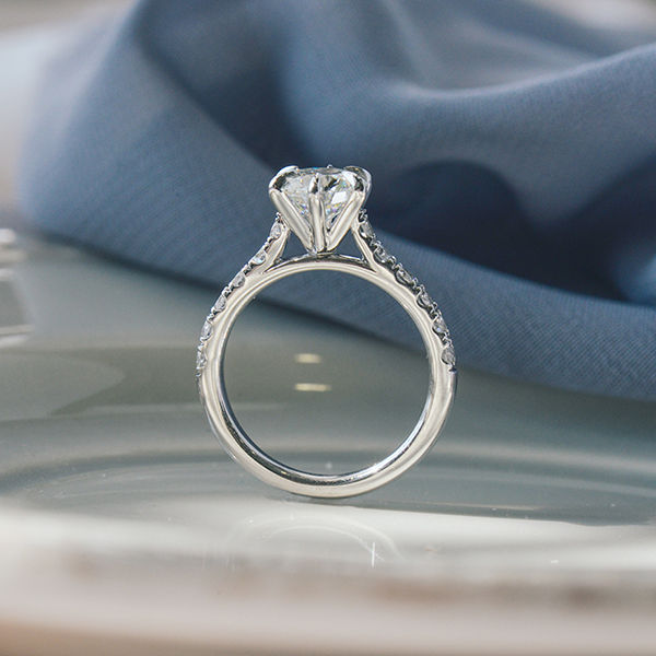 Round 6-Prong Pavé Engagement Ring With Shoulders-profile