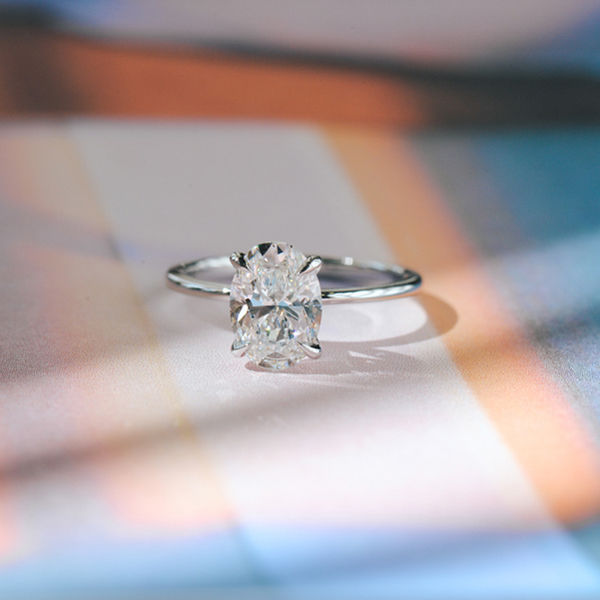 Classic Solitaire Oval Engagement Ring With Fine Short Tip Prongs-profile