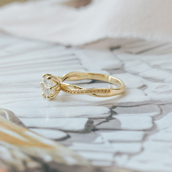 Round Engagement Ring With Twist Band