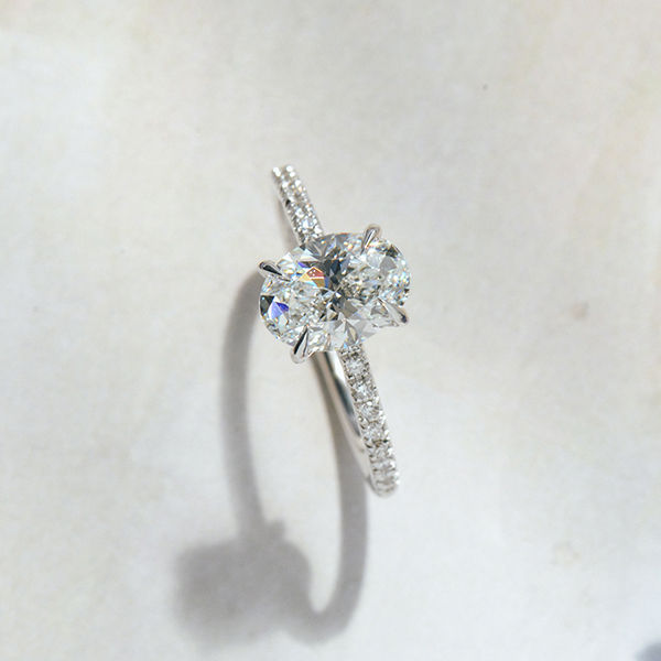 Oval Pave Engagement Ring With Claws-top