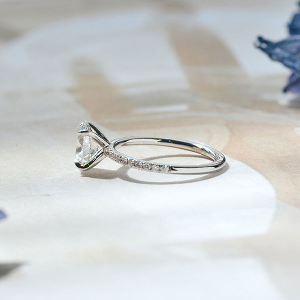 Oval Pave Engagement Ring With Claws-side