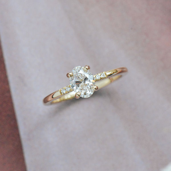 Oval Engagement Ring With 3 Pavé Stones-top