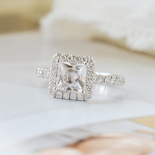 Halo Princess Engagement Ring-top