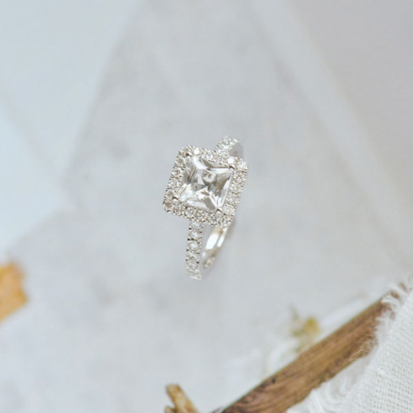 Halo Princess Engagement Ring-side