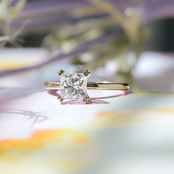 Princess Solitaire Engagement Ring With Double Prongs