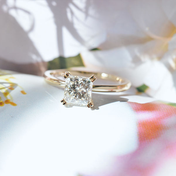 Princess Solitaire Engagement Ring With Double Prongs-side