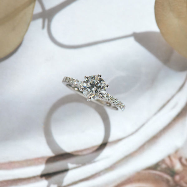 Classic Pavé 6-Prong Round Engagement Ring-top