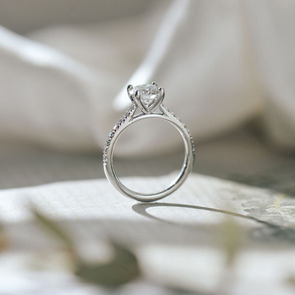 Round Engagement Ring With Pavé And Cathedral-profile