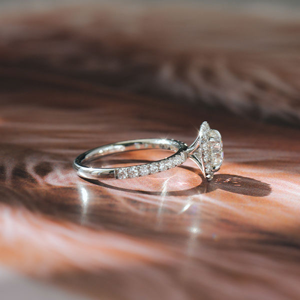 Round-Cut Engagement Ring With Cushion Halo-side
