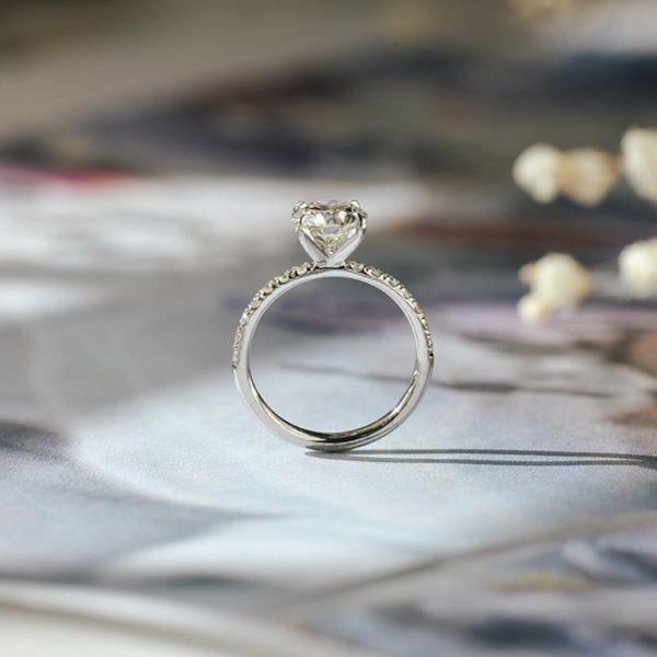Classic Round Engagement Ring With Pavé Band-profile