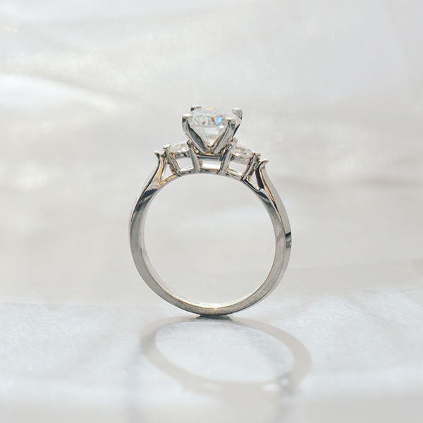 Round and Pear 3-Stone Engagement Ring-profile