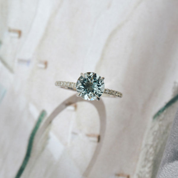 Aquamarine Round Engagement Ring-side
