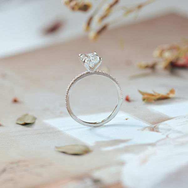 Radiant Cut Solitaire Engagement Ring With Pavé Band-profile