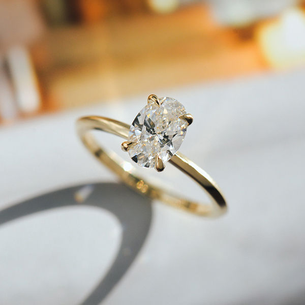 Oval Solitaire Engagement With Knife-Edge-side