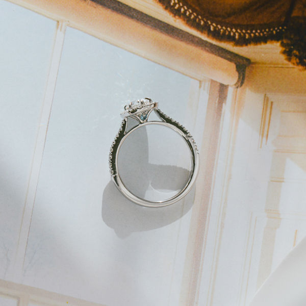 Oval Halo Engagement Ring With Fine Tip Prongs-profile