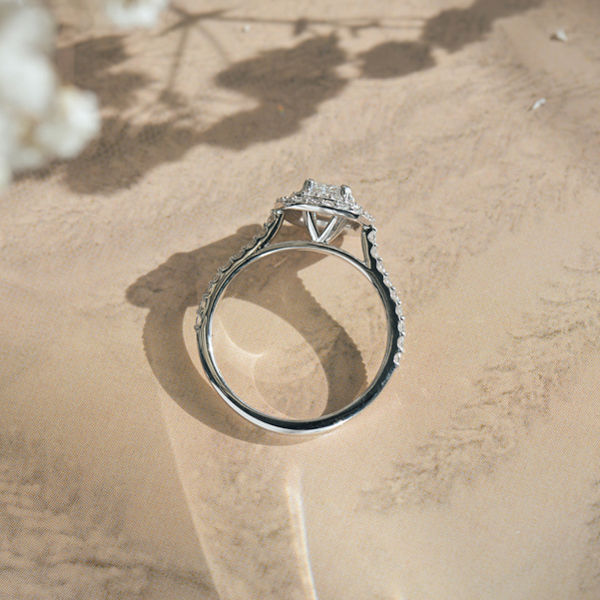 Double Halo Square Cushion Engagement Ring -profile