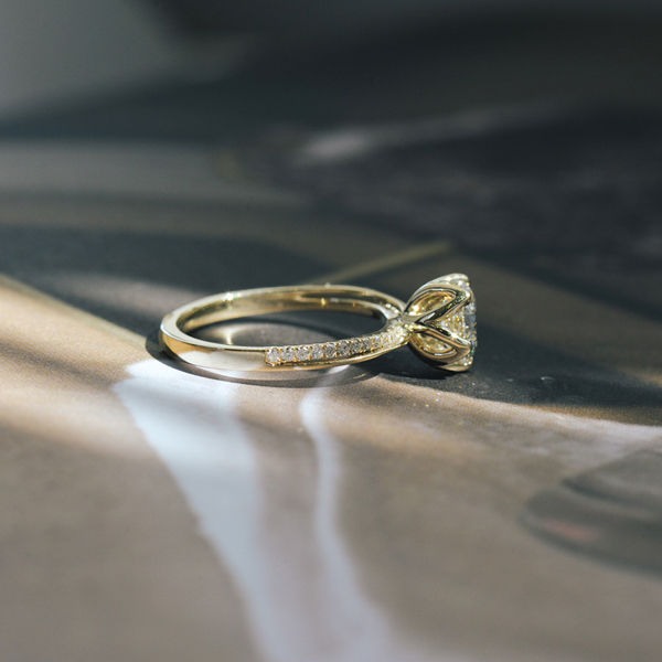 Petal Prong Round Engagement Ring-side