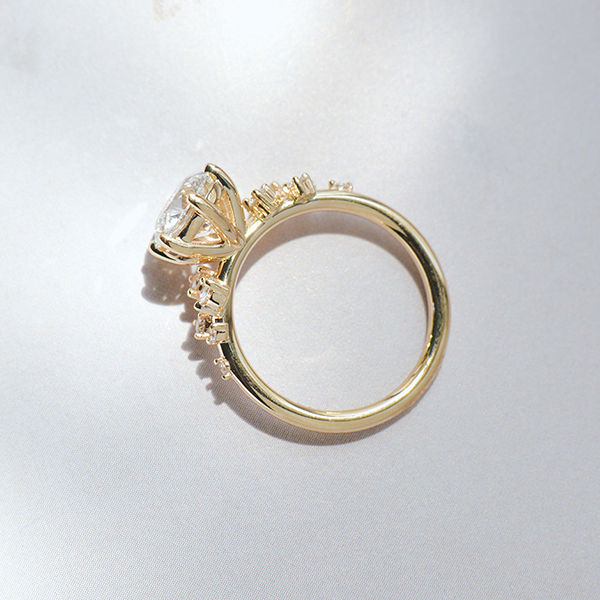 Round Engagement Ring With Clustered Stones -profile