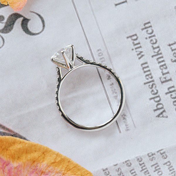 Round 5-Prong Engagement Ring With Pavé Band-profile