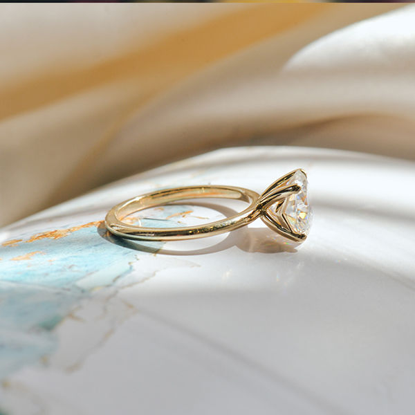 4 Prong Round Solitaire Engagement Ring-side