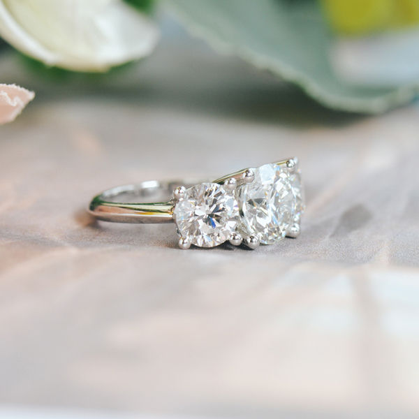 Round 3-Stone Engagement Ring-side