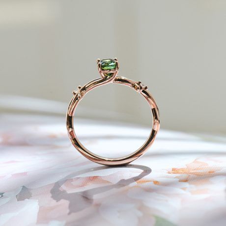 Oval Green Tourmaline Engagement Ring With Twist Band-profile