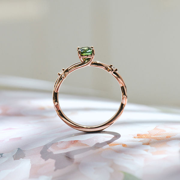 Oval Green Tourmaline Engagement Ring With Twist Band-profile