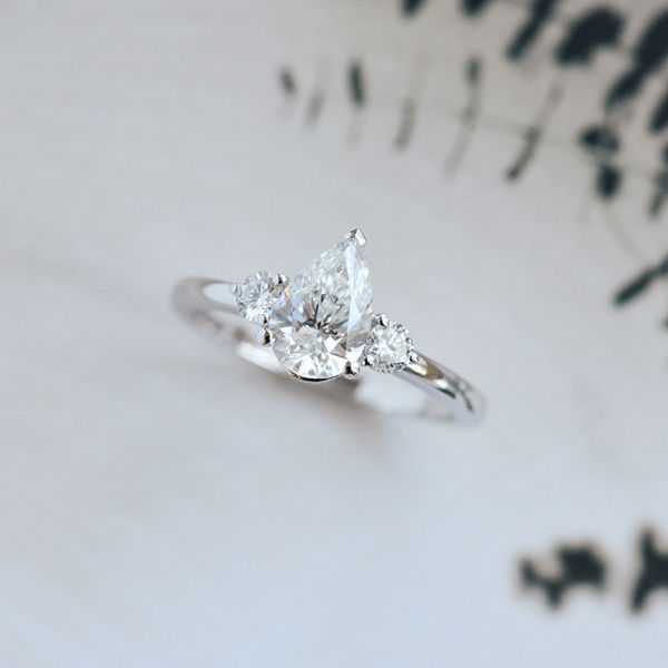 Pear And Round 3-Stone Engagement Ring-top