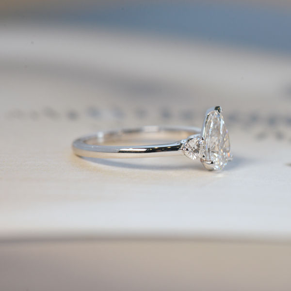 Pear And Round 3-Stone Engagement Ring-side