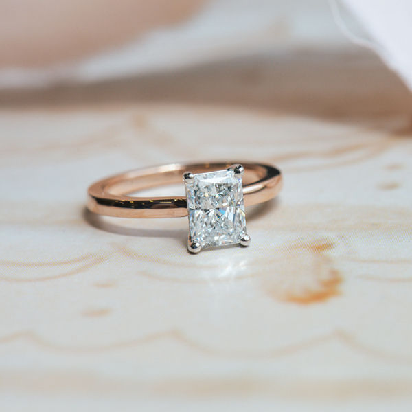 Radiant Two-Tone Engagement Ring-top