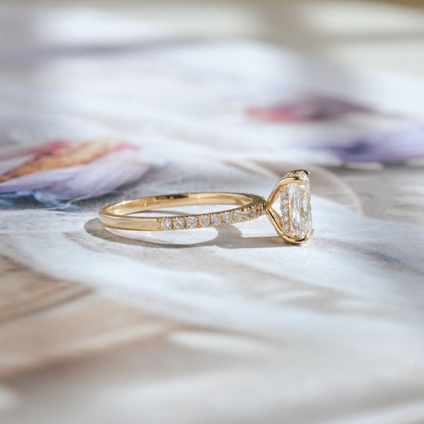 Hidden Halo Radiant Engagement Ring-side