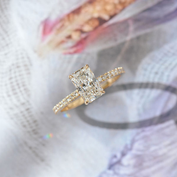 Hidden Halo Radiant Engagement Ring-top