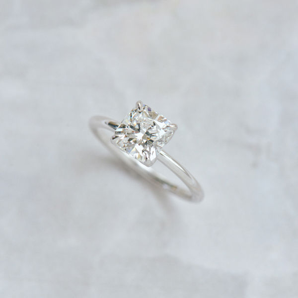 Square Cushion Engagement Ring With Petal Prongs-side