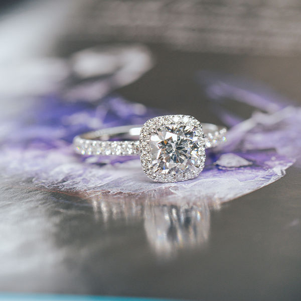 Cushion Engagement Halo Pave-top