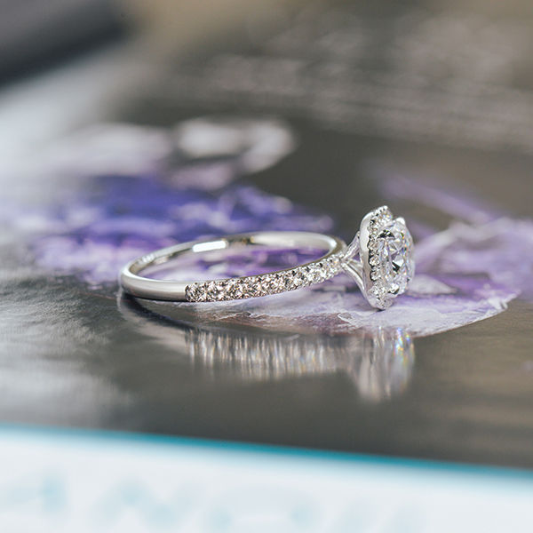 Cushion Engagement Halo Pave-side