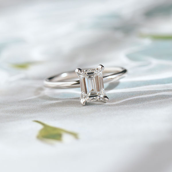 Classic Emerald-Cut Solitaire Engagement Ring-top
