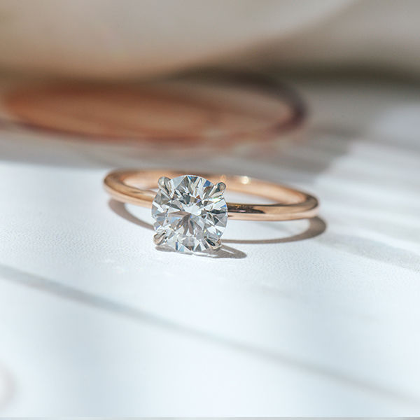 Round Cut Two-Tone Engagement Ring -top