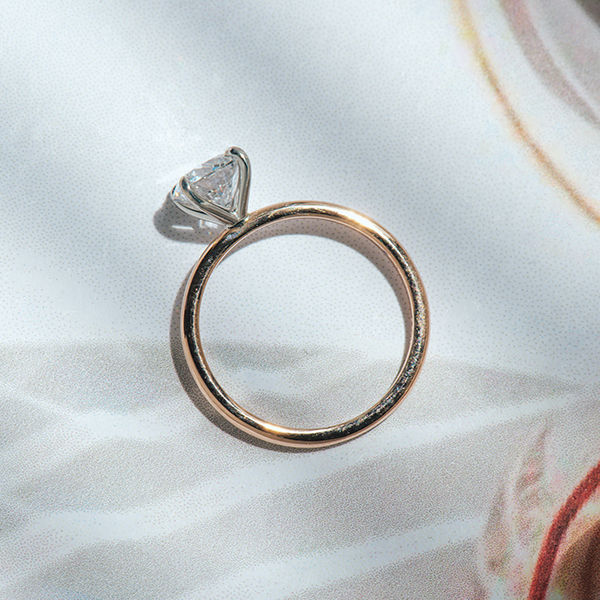 Round Cut Two-Tone Engagement Ring -profile